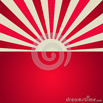 Sunlight retro poster. red color burst background. Vector Illustration