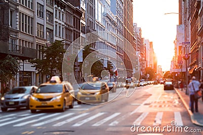 Sunlight shines down the streets of New York City Stock Photo