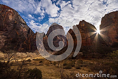 Sunlight throught Zion National Park USA Stock Photo