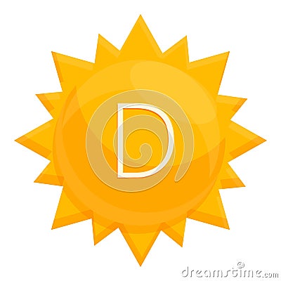 Sunlight vitamin icon, cartoon style Vector Illustration