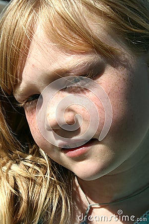 Sunlit Face Stock Photo