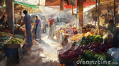 Sunlit Market Serenade./n Stock Photo