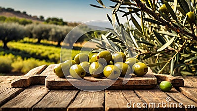 Sunlit Olive Orchard with Freshly Picked Olives Stock Photo