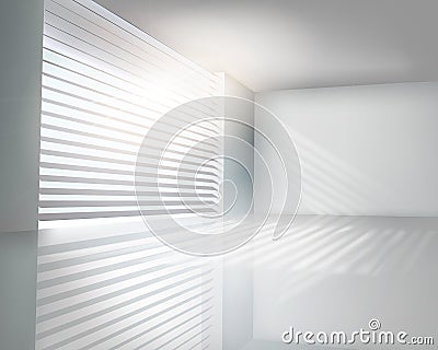 Sunlit window with blinds. Vector illustration. Cartoon Illustration