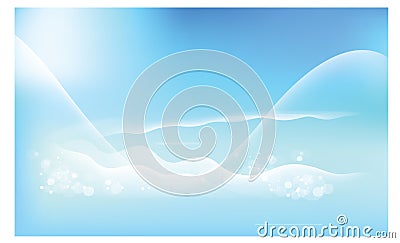 Sunny background, blue sky with white clouds and sun Cartoon Illustration