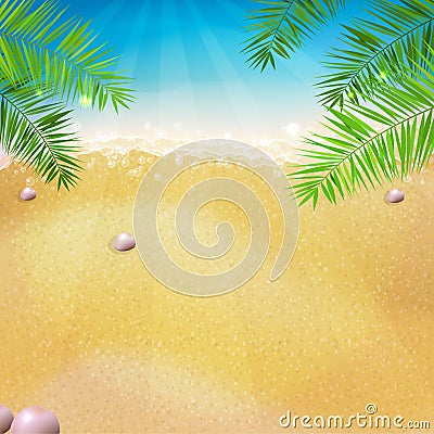 Sunny beach sea foam background Vector Illustration