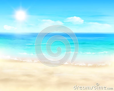 Sunny beach. Vector Illustration. Stock Photo