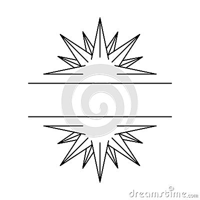 Sunny celestial monogram outline logo. Space for text. Boho emblem. Bohemian sign. Isolated vector stock illustration Vector Illustration