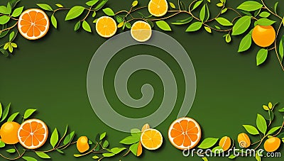 Sunny Citrus Border Stock Photo