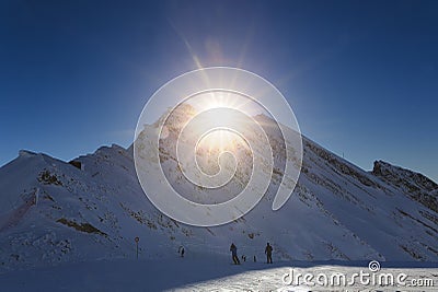 Sunny mountain with beautiful blue sky Stock Photo