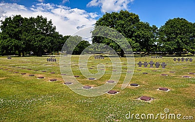Sunny day on La Cambe German war cemetery, France Stock Photo