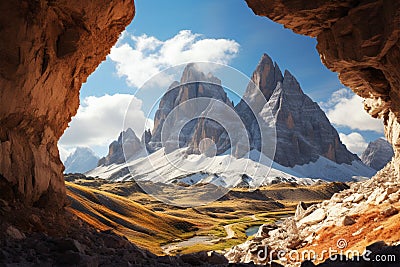 Sunny day perfection Tre Cimes three peaks in an Italian idyll Stock Photo
