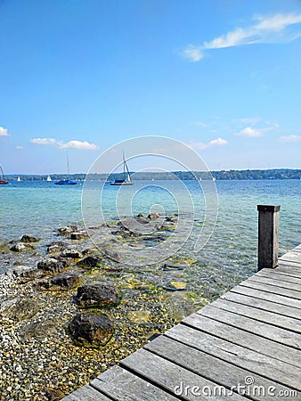 Sunny day at the starnberger lake - bavaria Stock Photo