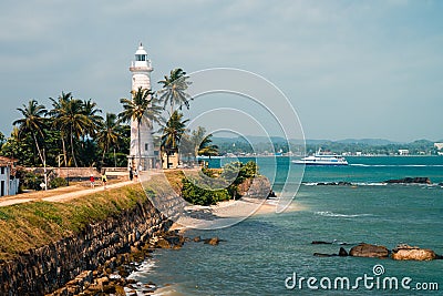 Sunny day view on Galle lighthouse Sri Lanka Editorial Stock Photo