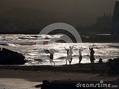 Sunny evening dancers people Editorial Stock Photo