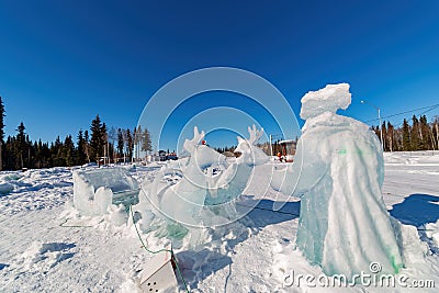 Sunny exterior view of the north pole Santa claus house Editorial Stock Photo