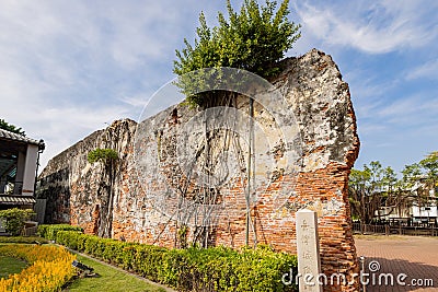 Sunny exterior view of the Remnant of Taiwan City Wall Editorial Stock Photo