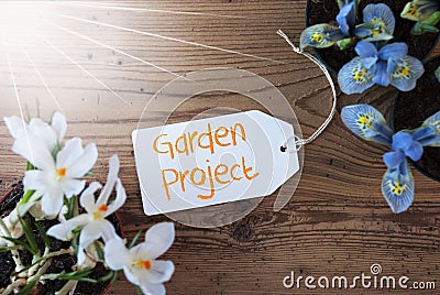 Sunny Flowers, Label, Text Garden Project Stock Photo