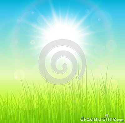 Sunny green background Vector Illustration