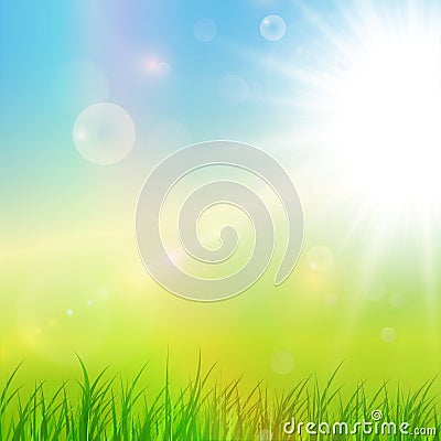 Sunny green background Vector Illustration