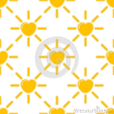 Sunny heart vector seamless pattern Vector Illustration