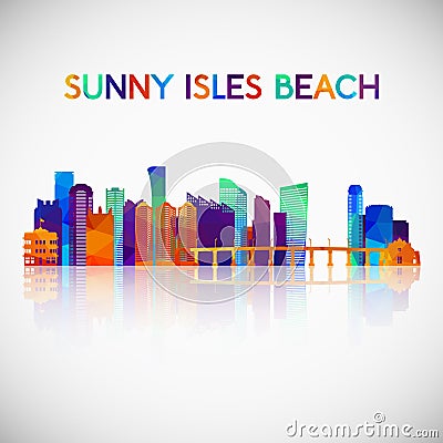 Sunny Isles Beach skyline silhouette in colorful geometric style. Vector Illustration