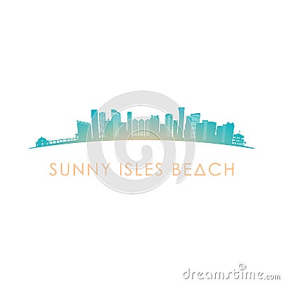 Sunny Isles Beach skyline silhouette. Vector Illustration