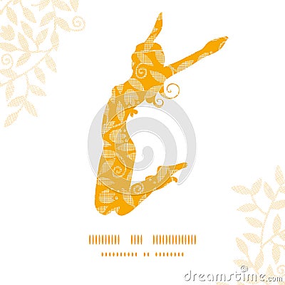 Sunny jumping girl golden leaves pattern Vector Illustration