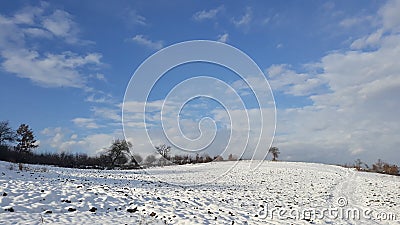 Sunny landscape snow land Stock Photo