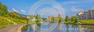 Sunny landscape of Vilnius, capital of Lithuania, summer day at Vilnius Editorial Stock Photo