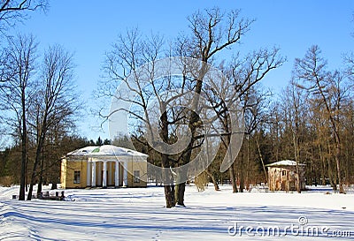 Sunny March Day with Catherine Park in Tsarskoe Selo Stock Photo