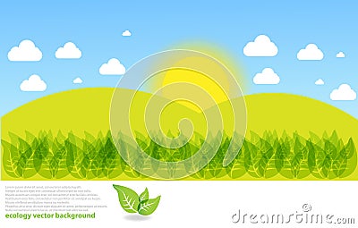 Sunny Meadow landscape background Cartoon Illustration
