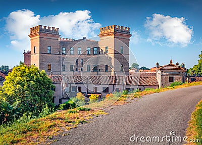 Sunny morning view of Castle of Mesola. Splendid summer cityscape of Mesola town, Italy, Europe. Stock Photo