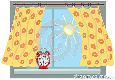 Sunny morning, window Vector Illustration