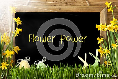 Sunny Narcissus, Easter Egg, Bunny, Text Flower Power Stock Photo