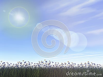 Sunny nature - 3D render Stock Photo