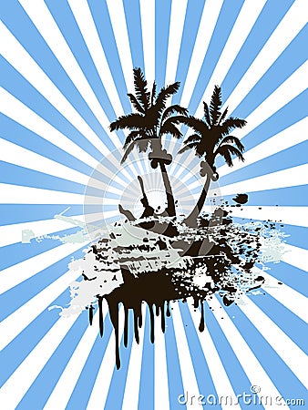 Sunny palm tree island Vector Illustration