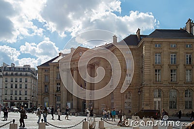 Sunny plaza with historic buildings in Paris, France Editorial Stock Photo