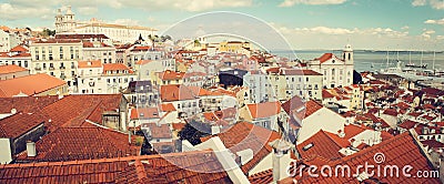 Sunny Portugal, observation deck of Lisbon Santa Luzia. Stock Photo