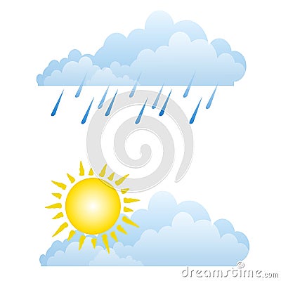 Sunny Rainy Weather Clouds Cartoon Illustration