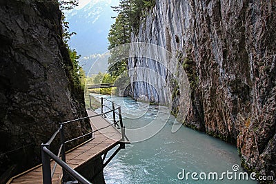 Sunny scenery of the Ghost Gorge or Leutasch gorge Stock Photo