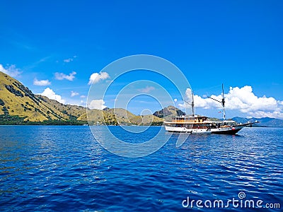 sunny sea with very beautiful blue sea water, sailing a ship to cross the ocean Editorial Stock Photo