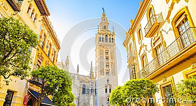 Sunny Sevilla and Giralda tower Stock Photo