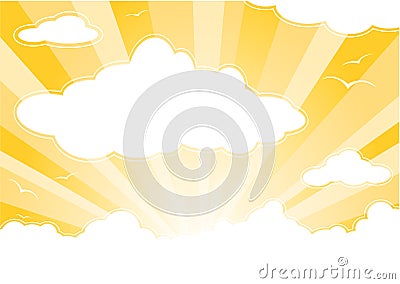 Sunny sky with clouds Vector Illustration