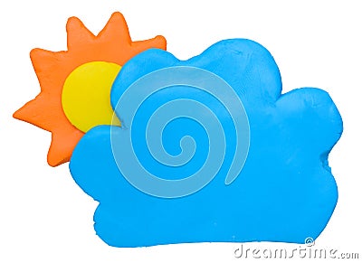 Sunny with some cloud weather forecast icon symbol plasticine clay Stock Photo