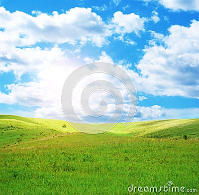 Sunny spring day and field Stock Photo