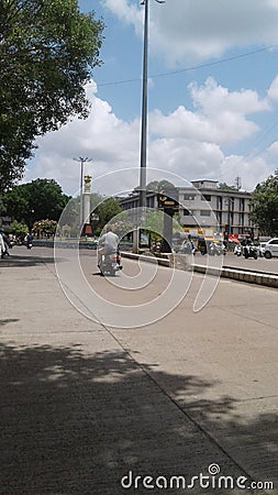 Sunny Street in Maharashtra, Solapur Editorial Stock Photo