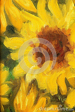 Sunny Sunflowers Oil painting on canvas. Stock Photo