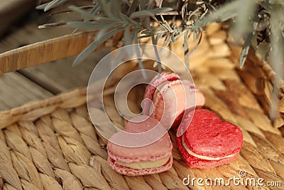 Sunny sweet valentine`s day macarons Stock Photo