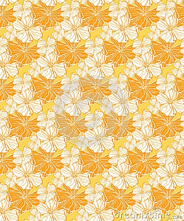 Sunny tropical floral pattern, seamless for fabrics and wallpaper Vector Illustration